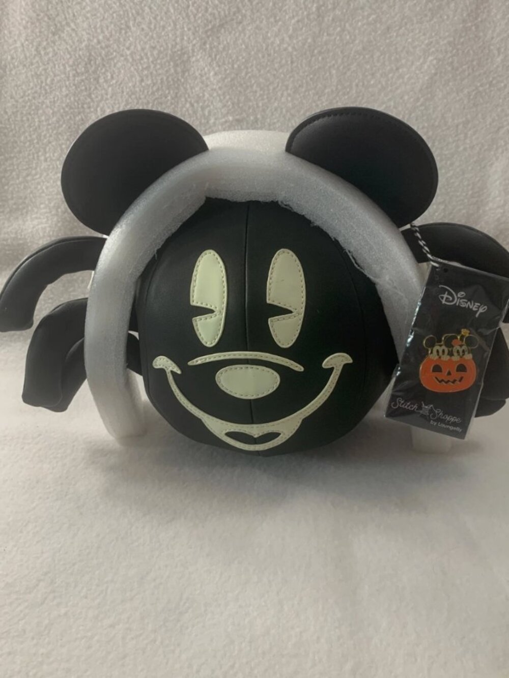 NWT Loungefly Stitch Shoppe Disney Mickey Mouse Spider Crossbody Glow Purse Pin